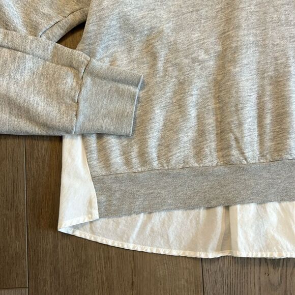 MONROW POPLIN MIX COLLAR SWEATSHIRT LIGHT GRAY WITH WHITE SIZE LARGE RETAIL $158 - Picture 6 of 10